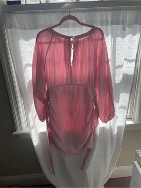 Free People Pink Sheer Midi Dress